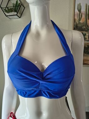 Twist-Front Halter Bikini Top - Royal Blue